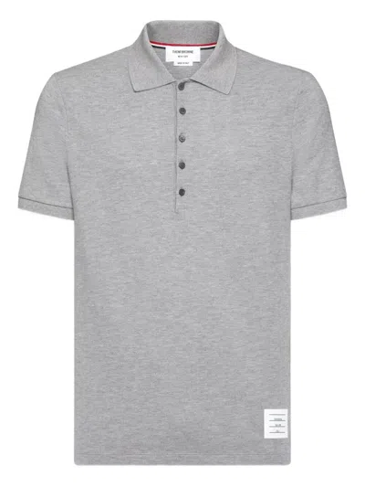 Thom Browne Classic Piqué 4-bar Polo In Gray