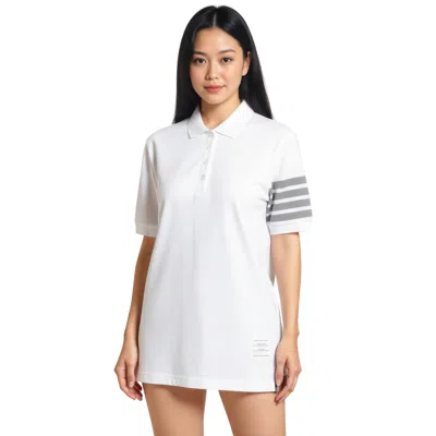 Thom Browne Classic Pique 4-bar Short Sleeve Polo Women In White