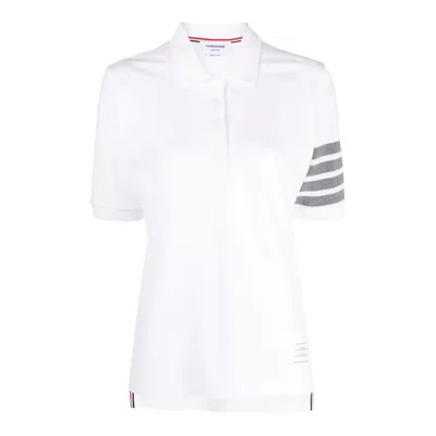 Thom Browne Classic Pique 4-bar Short Sleeve Polo Women In White