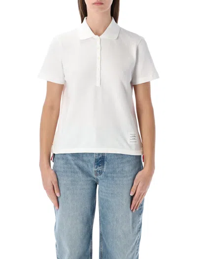 Thom Browne Classic Pique Relaxed Fit Center Back Stripe Polo In White