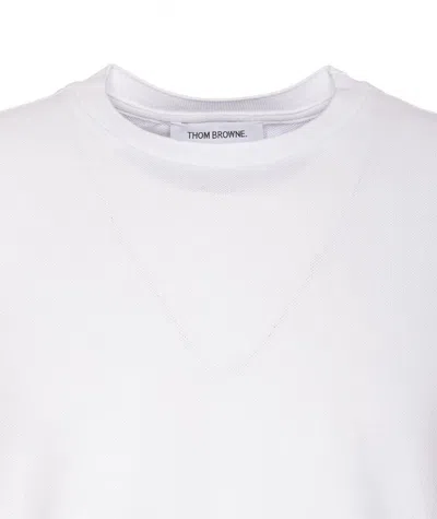 Thom Browne Classic Pique Striped T-shirt In White