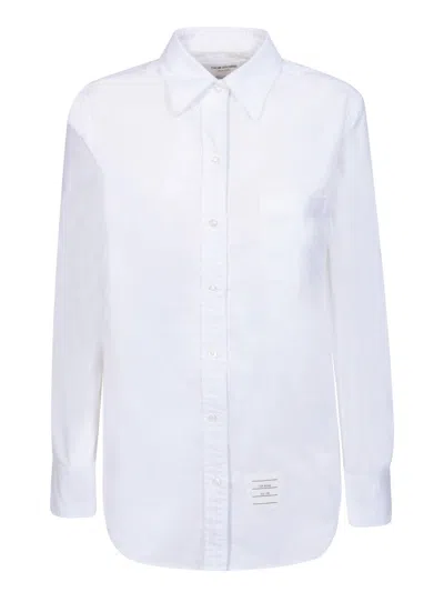 Thom Browne Classic Point Collar Cotton Shirt In White