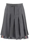 Thom Browne Asymmetric Hem Pleated Backstrap Skirt In Gray
