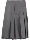 Thom Browne Asymmetric Hem Pleated Backstrap Skirt In Grey