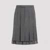 Thom Browne Asymmetric Hem Pleated Backstrap Skirt In Med Grey