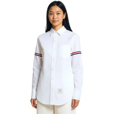 Thom Browne Classic Long Sleeve Round Collar Top Women In White