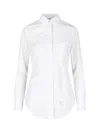 Thom Browne Logo-patch Buttoned Shirt In White