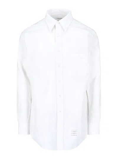 Thom Browne Classic L/s Bd Pc Shirt W/ Cf Gg Placket In Solid Poplin In White