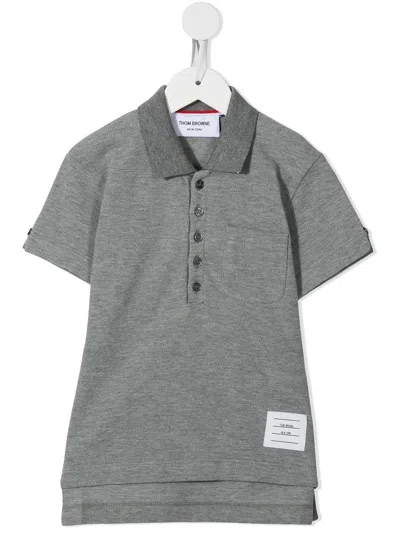 Thom Browne Classic Short Sleeve Polo Shirt In Grey