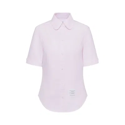 Pre-owned Thom Browne Classic Short-sleeve Round Collar Shirt In Oxford 'light Pink' | Women's Size 40