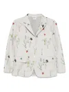 Thom Browne Cotton-linen Floral Blazer In Grey