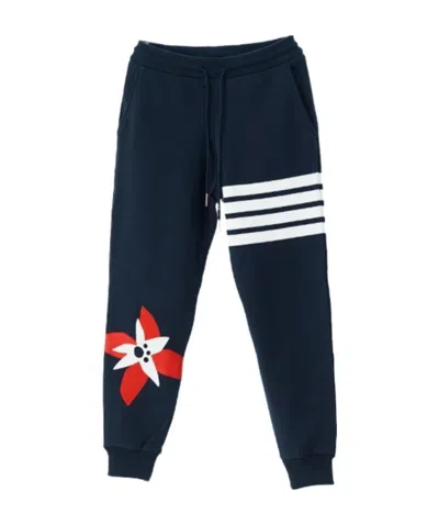 Thom Browne Classic Stripe Print Sweatpants In Black