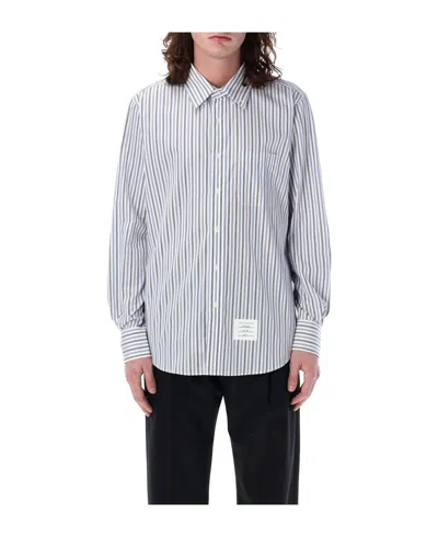 Thom Browne Hemd Mit Streifen-print In White And Blue
