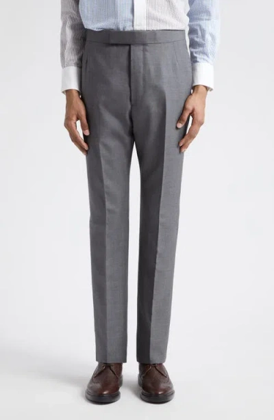 Thom Browne Classic Super 120s Wool Backstrap Pants In Gray