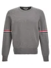 Thom Browne Milano Stitch Crew Neck Pullover In Light Grey