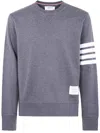 Thom Browne Classic Sweatshirt In Classic Loopback With Engineered 4 Bar Clothing In Grey