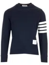 Thom Browne Classic Sweatshirt In Classic Loopback With Engineered 4 Bar In Blue