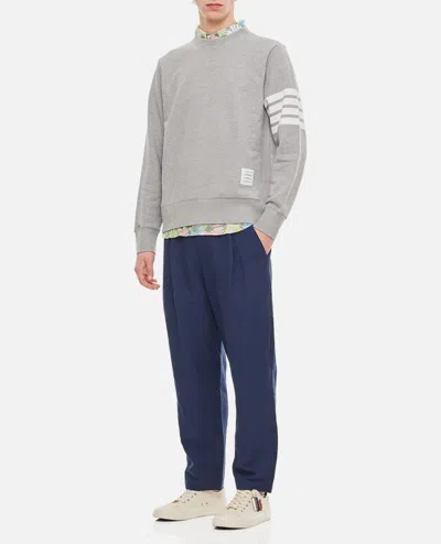 Thom Browne Classic Sweatshirt In Classic Loopback W/ Engineered 4 Bar In Grey