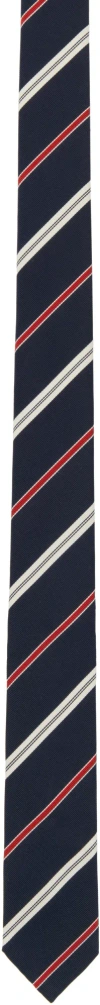Thom Browne Striped Silk & Cotton Classic Tie In Black