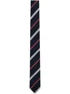 Thom Browne Striped Silk & Cotton Classic Tie In Blue