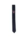 Thom Browne Icon Slim Tie Embroidered Detail In Blue