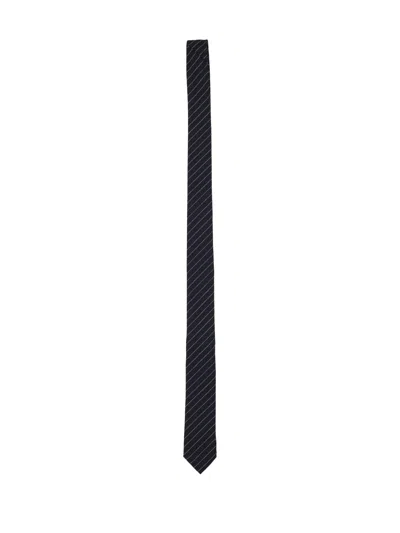 Thom Browne Classic Tie In Pinstripe High Twist Wool Suitng In Black