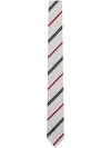Thom Browne Classic Ivory Tie With Red And Blue Stripes In Silk And Cotton In White
