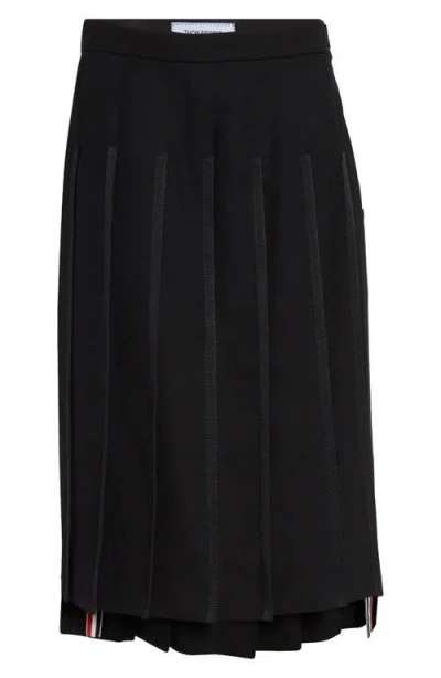 Thom Browne Classic Tipping Pleated Wool Skirt
