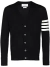 Thom Browne V Neck 4bar Wool Cardigan Navy In Blau