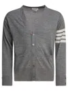 Thom Browne Classic V-neck Cardigan In Fine Merino Wool In Gray
