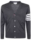 Thom Browne Classic V Neck Cardigan In Fine Merino Wool With 4 Bar Stripes Clothing In Multi