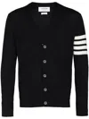 Thom Browne Classic V Neck Cardigan In Fine Merino Wool With 4 Bar Stripes Clothing In Multi