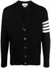 Thom Browne Classic V-neck Cardigan In Fine Merino Wool With 4bar Stripes Clothing In Black