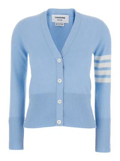 Thom Browne 4-bar V-neck Cardigan In Blue