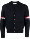 Thom Browne Milano Stitch V-neck Cardigan W Rwb Str Mkc310ay3007 415 In Blue