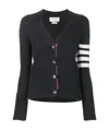 Thom Browne Cashmere Striped-sleeve V-neck Cardigan In Black
