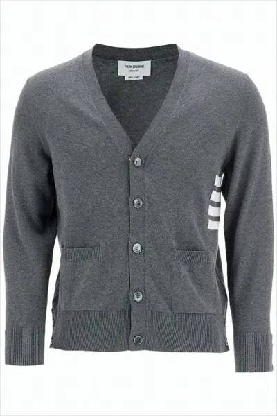 THOM BROWNE CLASSIC V-NECK COTTON CARDIGAN WITH BUTTON-DOWN FRONT