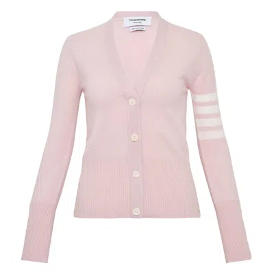 Thom Browne Classic V-neck Cardigan 4-bar In Pink