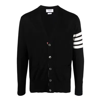 Thom Browne Classic V-neck Cardigan With 4 Bar Men In Black