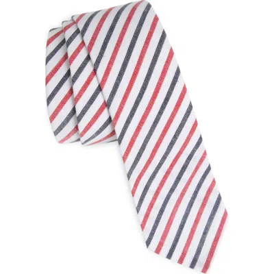 Thom Browne Classic Wide Uni Stripe Cotton Tie In Pink