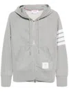Thom Browne Mens Light Grey Striped Brand-patch Cotton-jersey Hoody In Grey