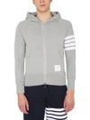Thom Browne Mens Light Grey Striped Brand-patch Cotton-jersey Hoody In Grey
