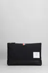 Thom Browne Large Zip Clutch Bag In Black