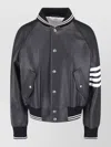 Thom Browne Coat Contrast Stripes Raglan Sleeves Pockets In Black