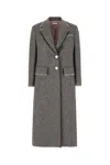 Thom Browne Wool Coat With Frayed Edges And Button Detailing In Gray