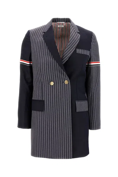 Thom Browne Striped Wool Blazer Gold Buttons In 415