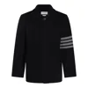 Thom Browne Stripe-detailing Wool Blend Cardi-coat In Blue