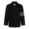 Thom Browne Stripe-detailing Wool Blend Cardi-coat In Blue