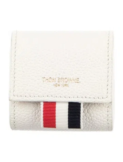 Pre-owned Thom Browne Coin Purse Leather Compact Wallet In Neutral
