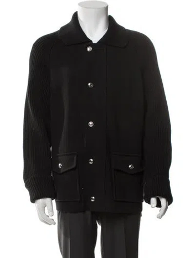 Pre-owned Thom Browne Collar Long Sleeve Cardigan In Black